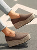 Women's Round Toe Platform Wedge Slip-On Shoes, Casual Outdoor Linen Rope Sole Suede High Heels, Size 35-43, Spring/Autumn (Please Order One Size Up As The Shoes Run Small)