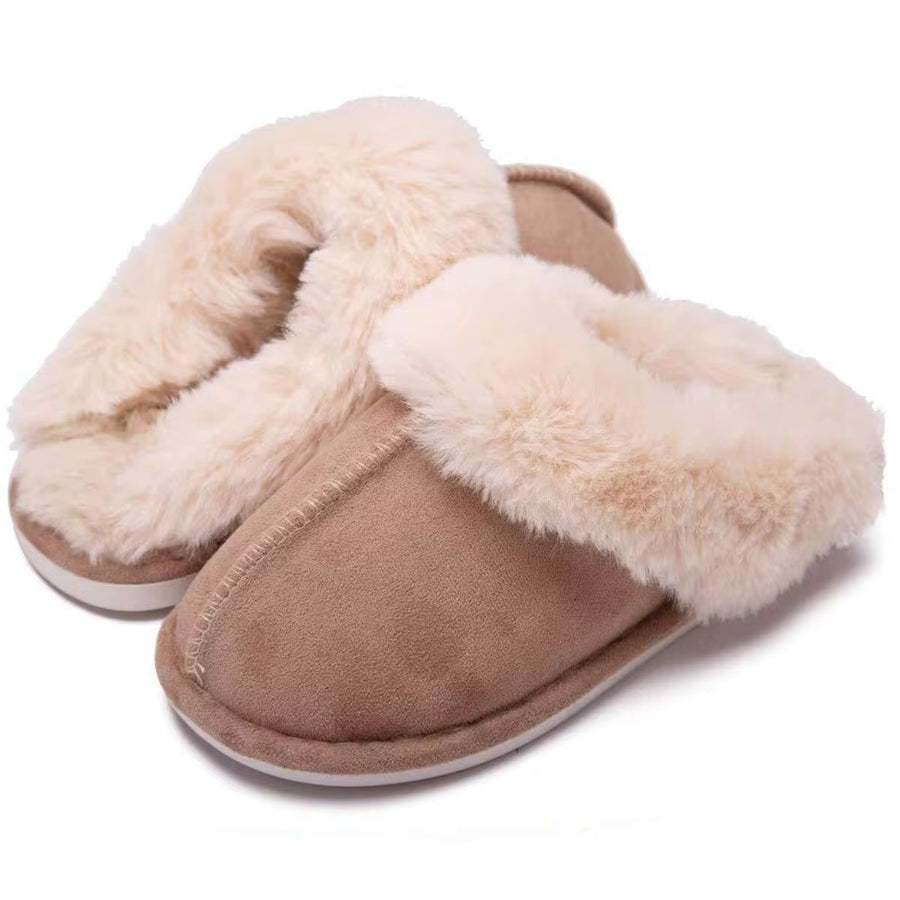 Cozy Women's Slip-On Winter Slippers With Plush Fleece Lining, Fluffy Moccasin, And Non-Slip Platform For Home Comfort